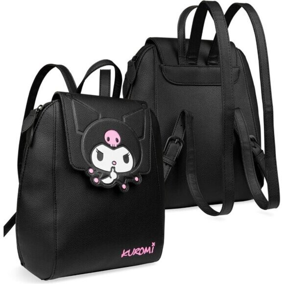 ⚡Women Teens Black Kuromi Mini PU Leather Adjustable Straps Kawaii Travel Bag main image 5